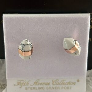 Fifth Avenue White and Rose Gold Earrings